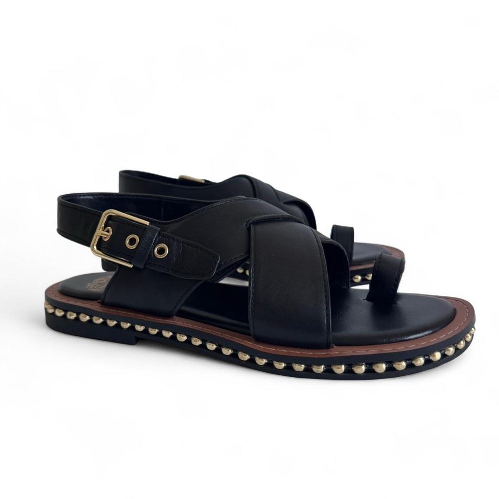 Vince Camuto Ciela Slingback Black Sandal with Gold Detailing Size 7 - Picture 3 of 7